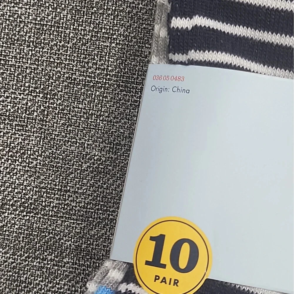 Cat & Jack Boys' 10pk Lightweight Striped Ankle Socks Size Large 3-10